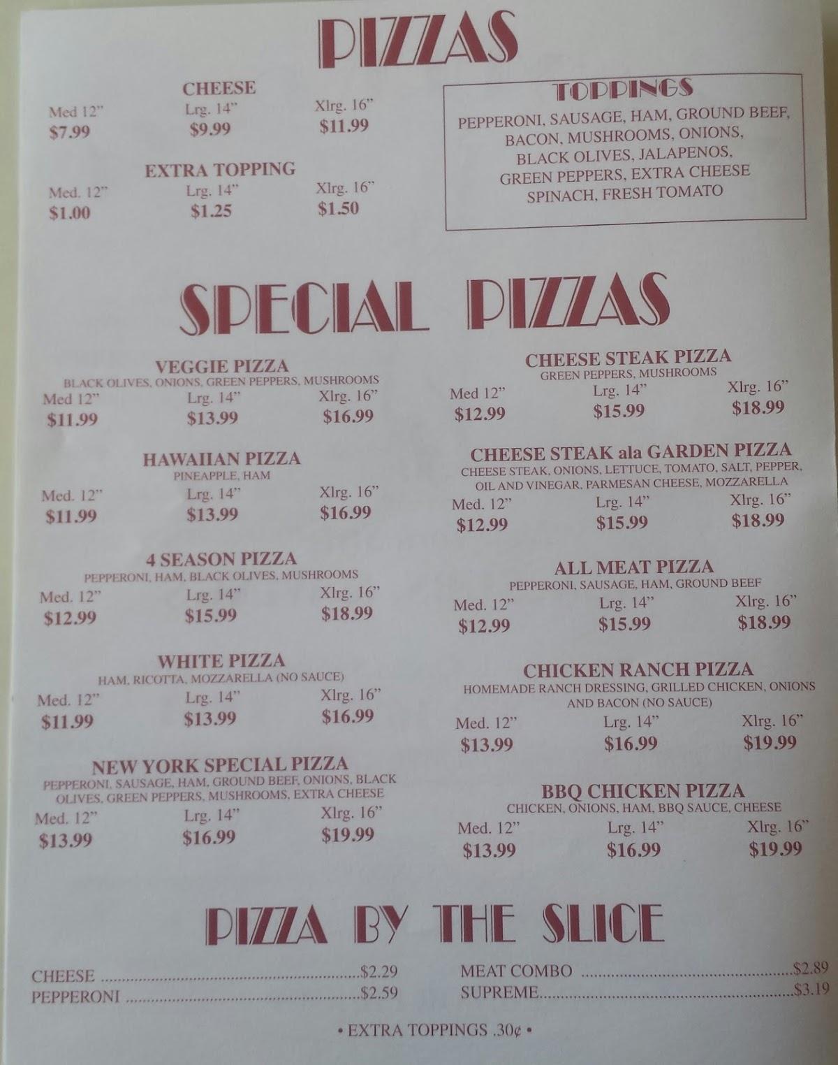 Menu at New York Pizza Ocean Springs pizzeria, Ocean Springs