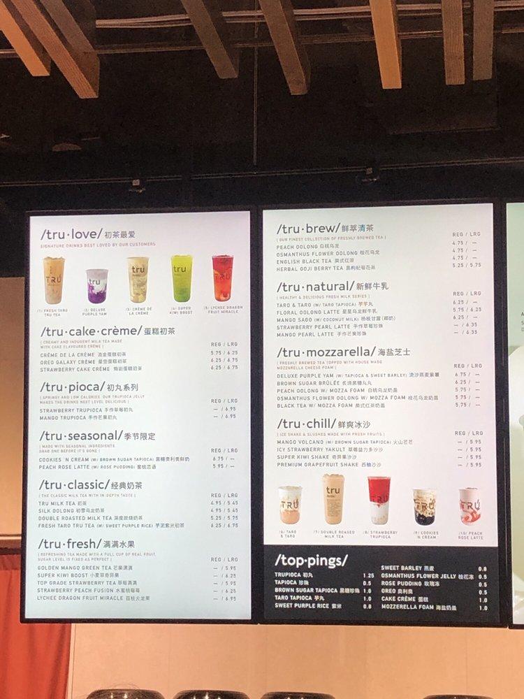 Menu at Tru Tea, Toronto, 164-4750 Yonge St