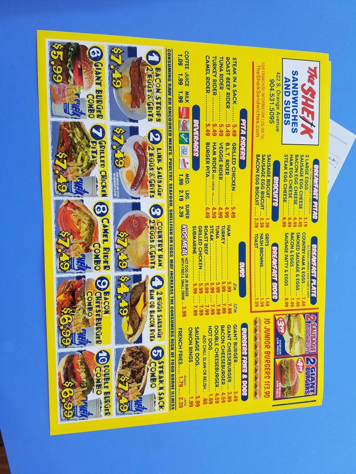 The deals sheik menu