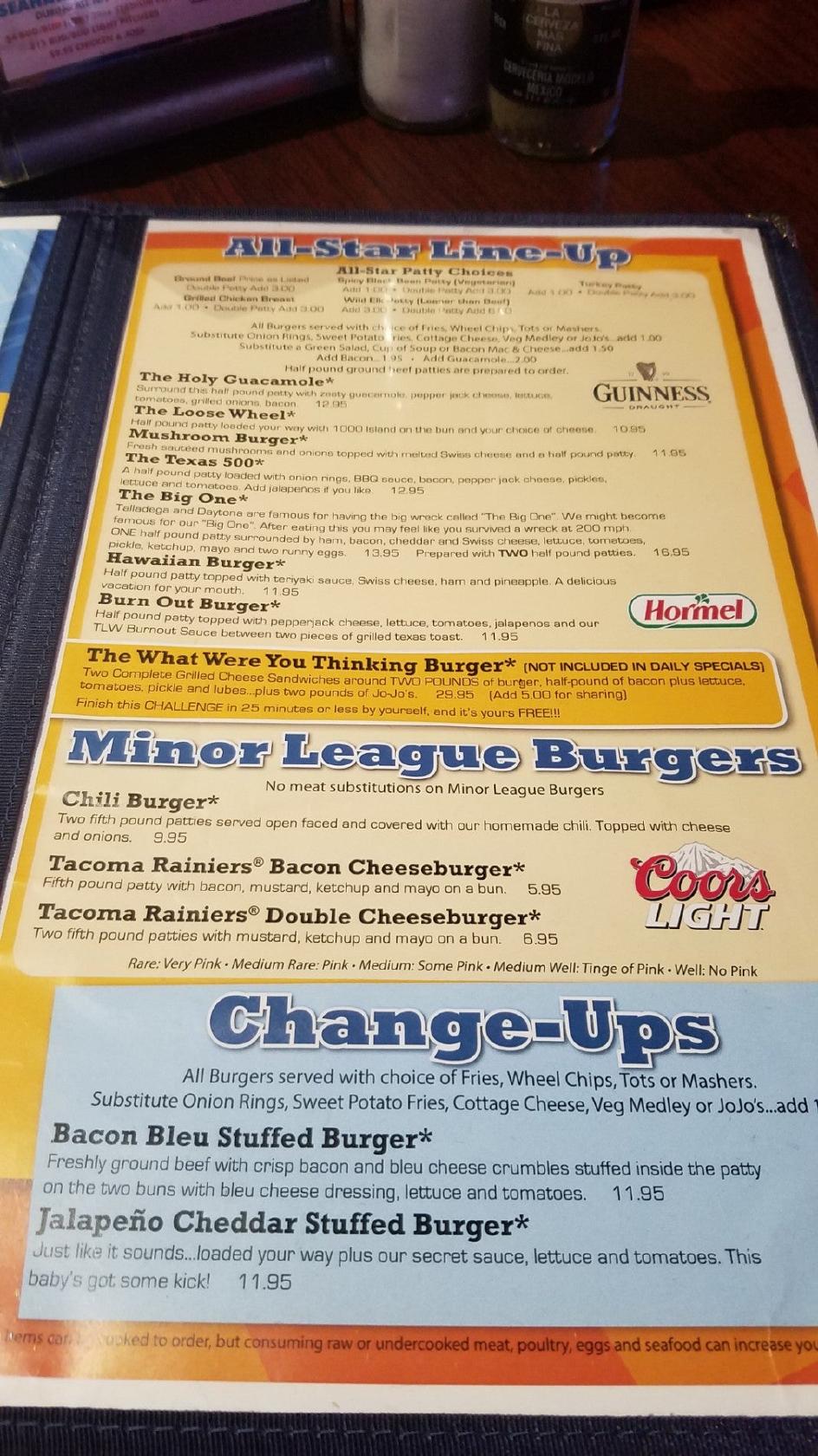 Menu at The Loose Wheel Bar & Grill