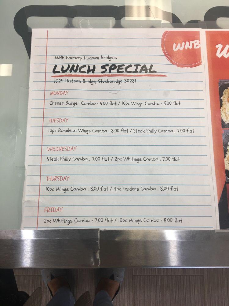 Menu at WNB Factory restaurant, Stockbridge