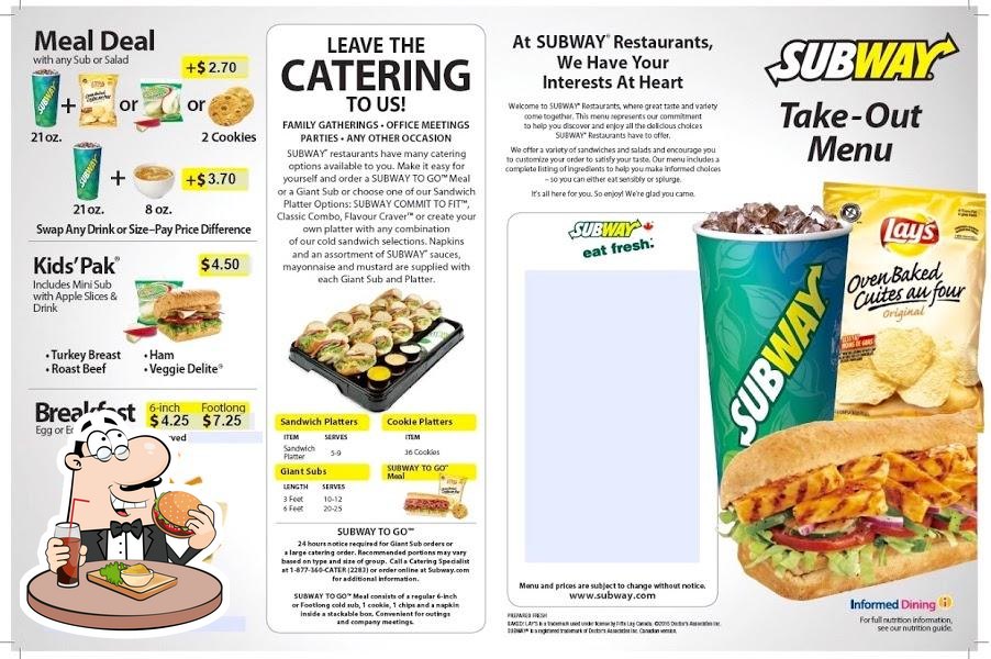 Menu au Subway restaurant, Hearst, 3 15th St