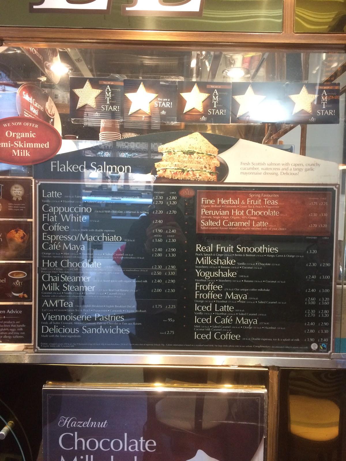 Menu at AMT Coffee York, York