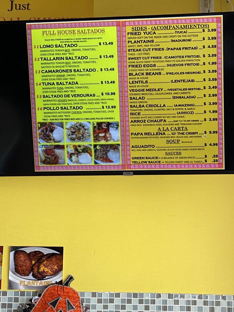 Menu at CHARCOAL CHICKEN Pollo A La Brasa restaurant, Virginia Beach