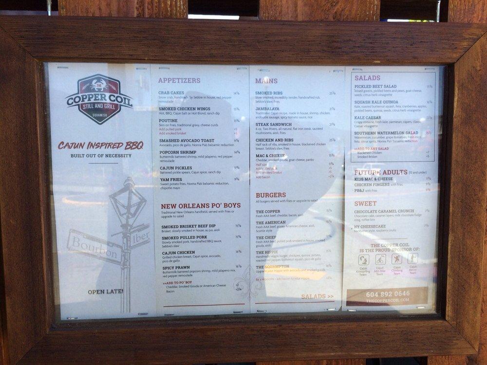 Menu at The Copper Coil Still & Grill pub & bar, Squamish