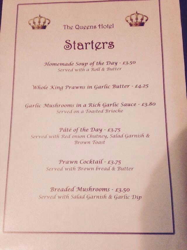 Menu at The Queens Hotel pub & bar, Abertillery