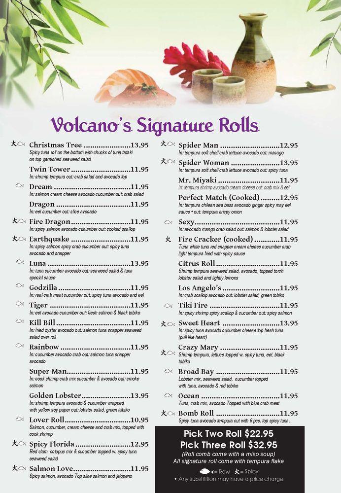 Menu at Volcano Sushi Bar, Virginia Beach, N Great Neck Rd