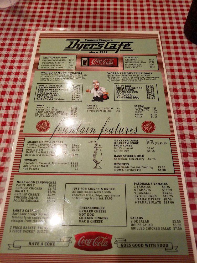 Menu at Dyer's Cafe, Collierville, 101 N Center St