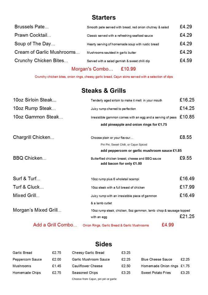 Menu at Morgan's Wine Bar, Ebbw Vale