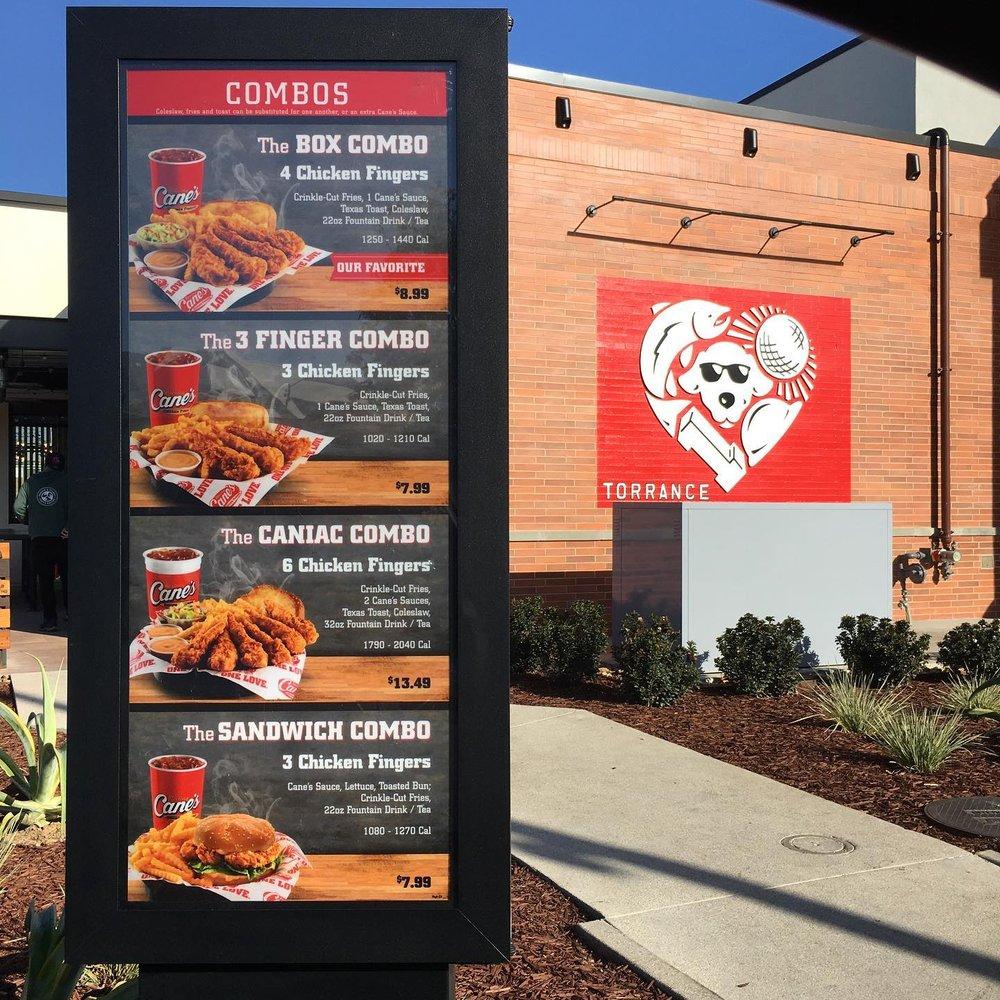 Carta de comida rápida Raising Cane's Chicken Fingers, Torrance