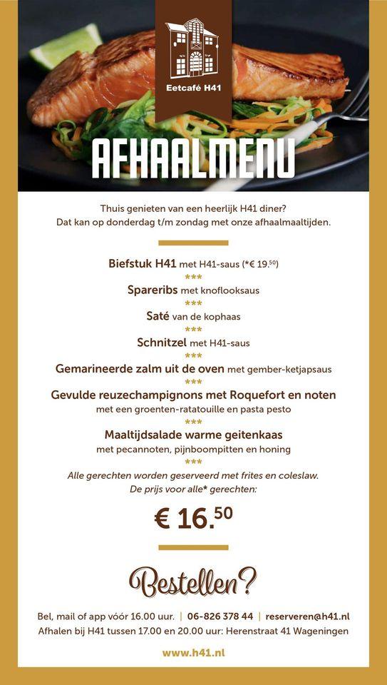 Menu at Eetcafé H41, Wageningen