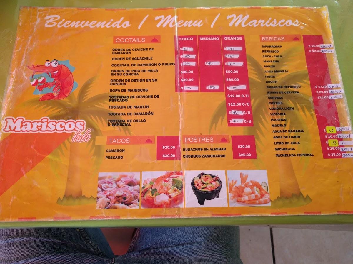 Menu at Mariscos lalo restaurant, Guadalajara, C. Federico Medrano 1164