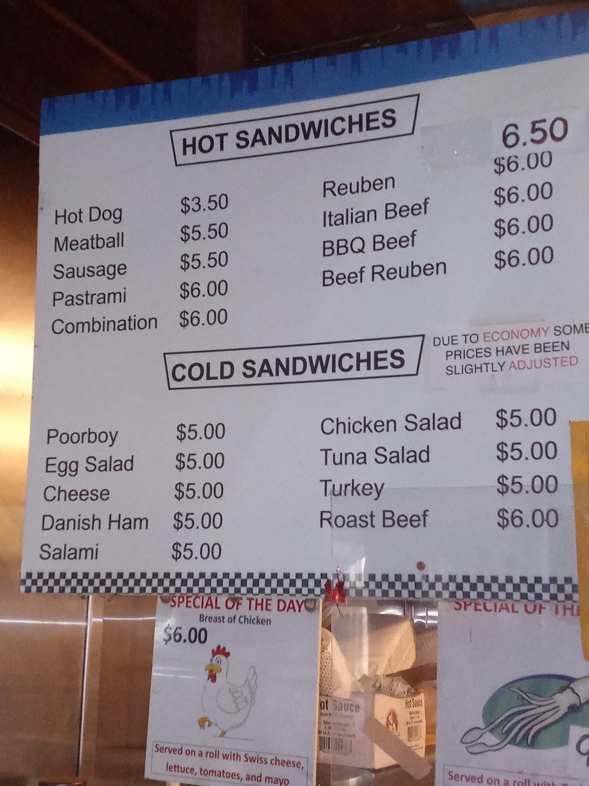 Menu at Randy's Sandwich Shop restaurant, Monterey