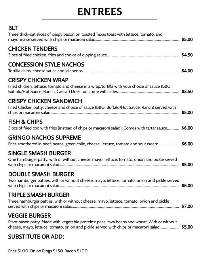Menu at The Bird City Cafe, Bird City