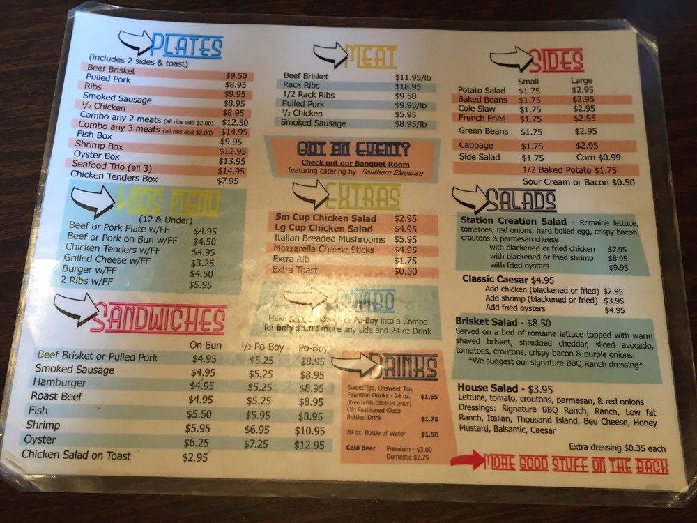 Menu at BarBQue Station 1 Independence, Independence