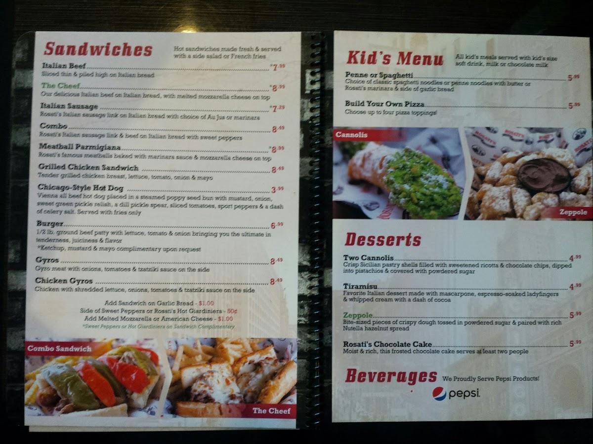 Menu at Rosati's Pizzeria, Phoenix, E Thomas Rd