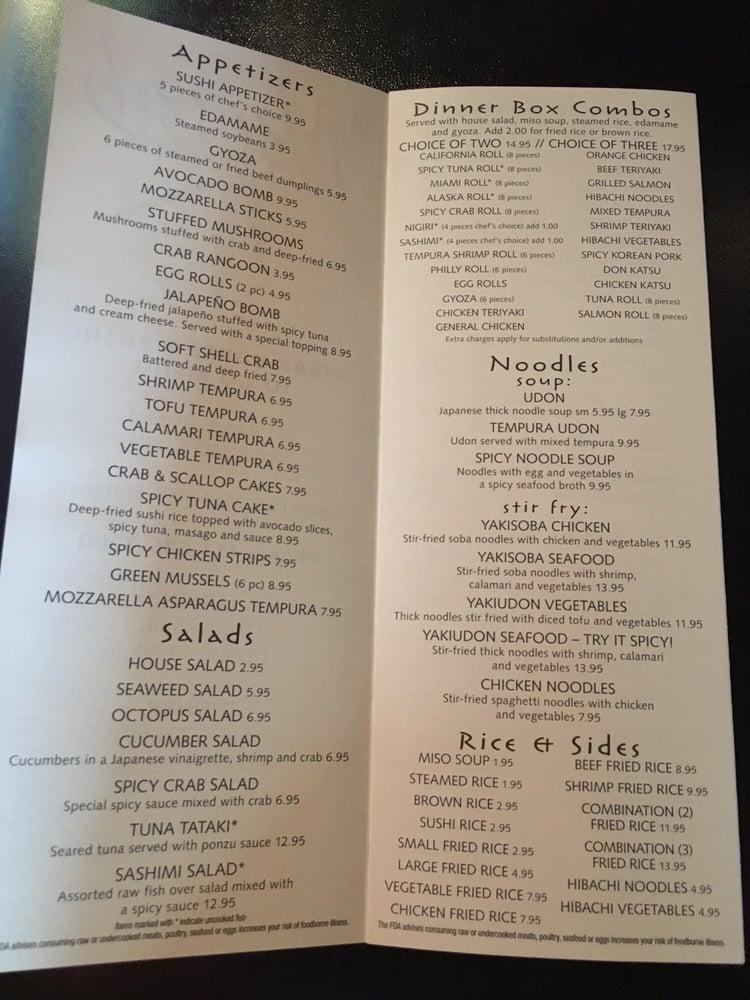 Menu at Wasab Steak House & Sushi restaurant, Joplin