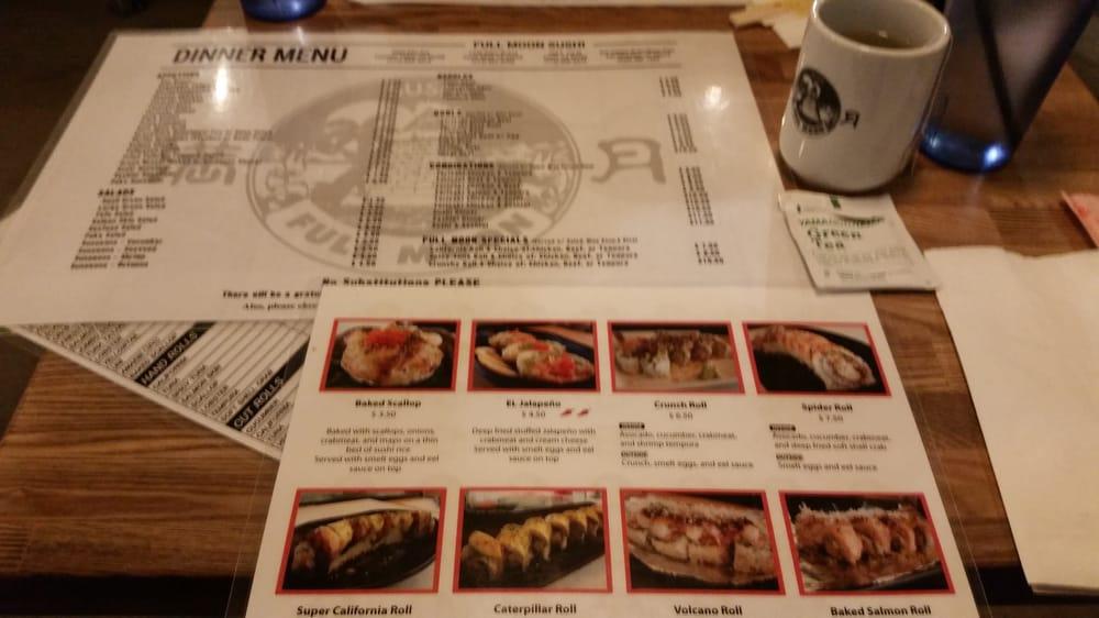 Menu at Full Moon Sushi restaurant, San Clemente