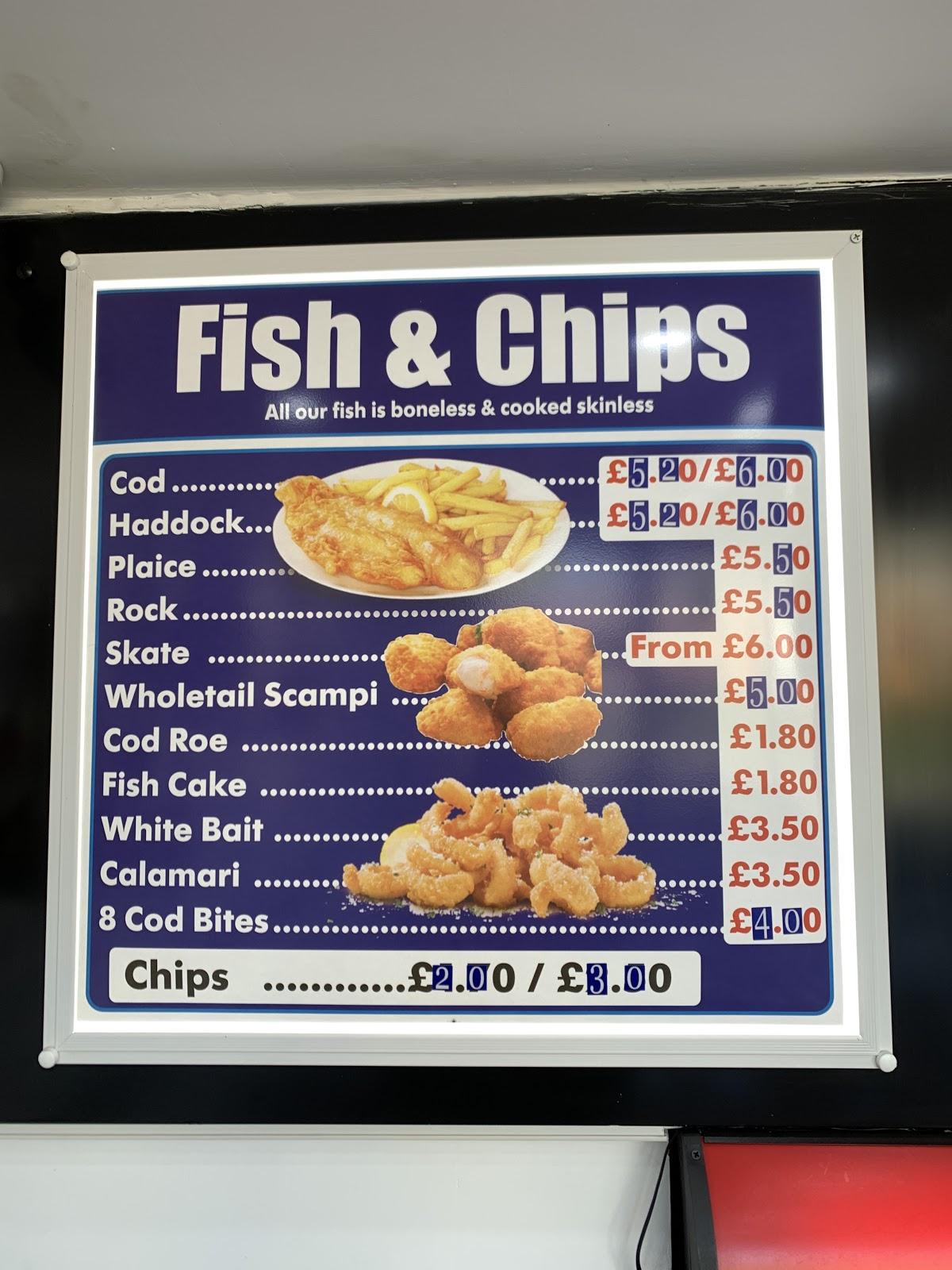 Menu at Golden Fish & Chips restaurant, Sittingbourne