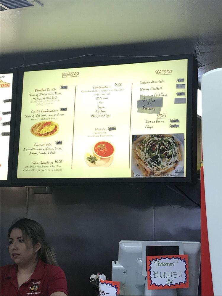 Menu at Taqueria Super Taco restaurant, Woodlake