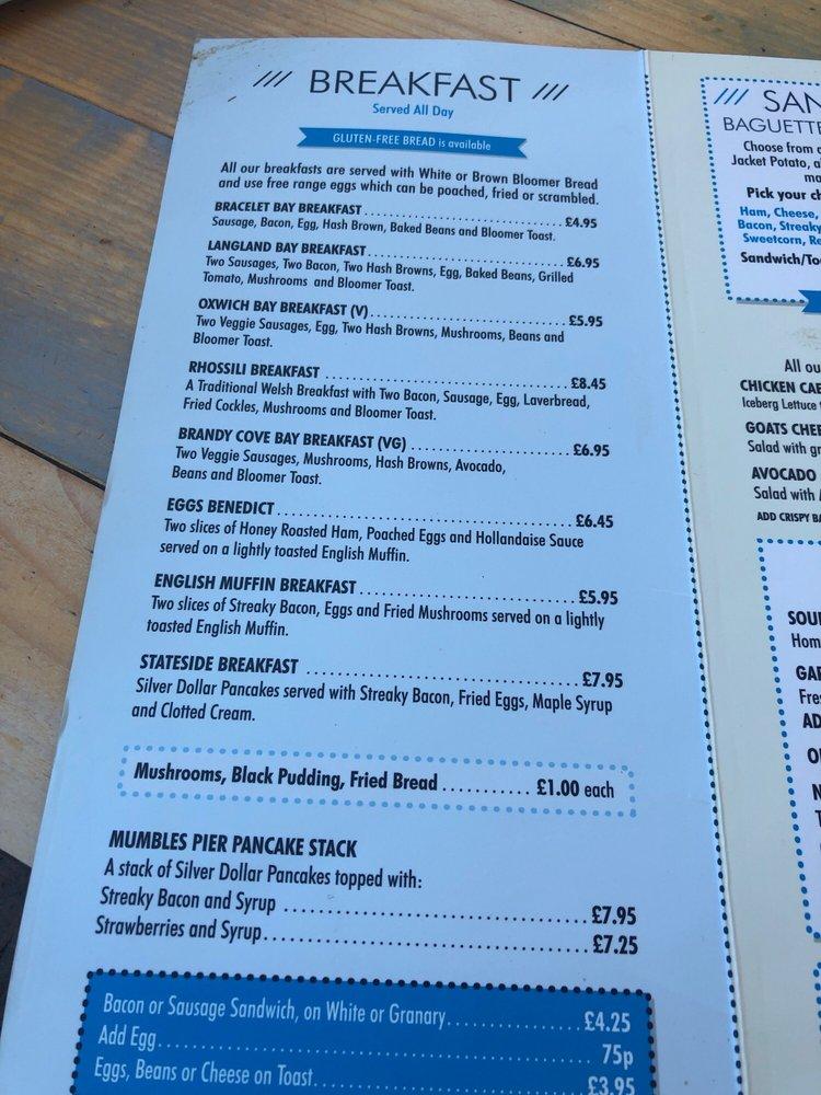 Menu At Mumbles Pier Pub Bar The Mumbles