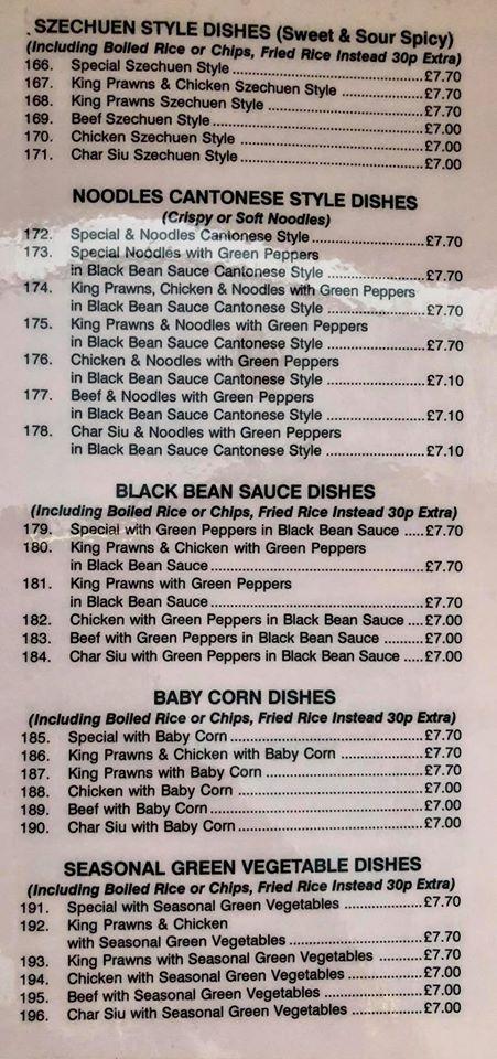 Menu at East Garden fast food, Sunderland