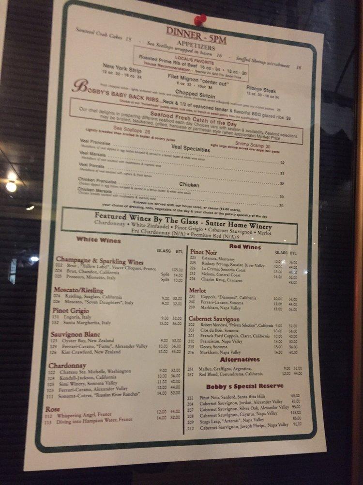 Menu at Bobby's Restaurant & Lounge, Vero Beach