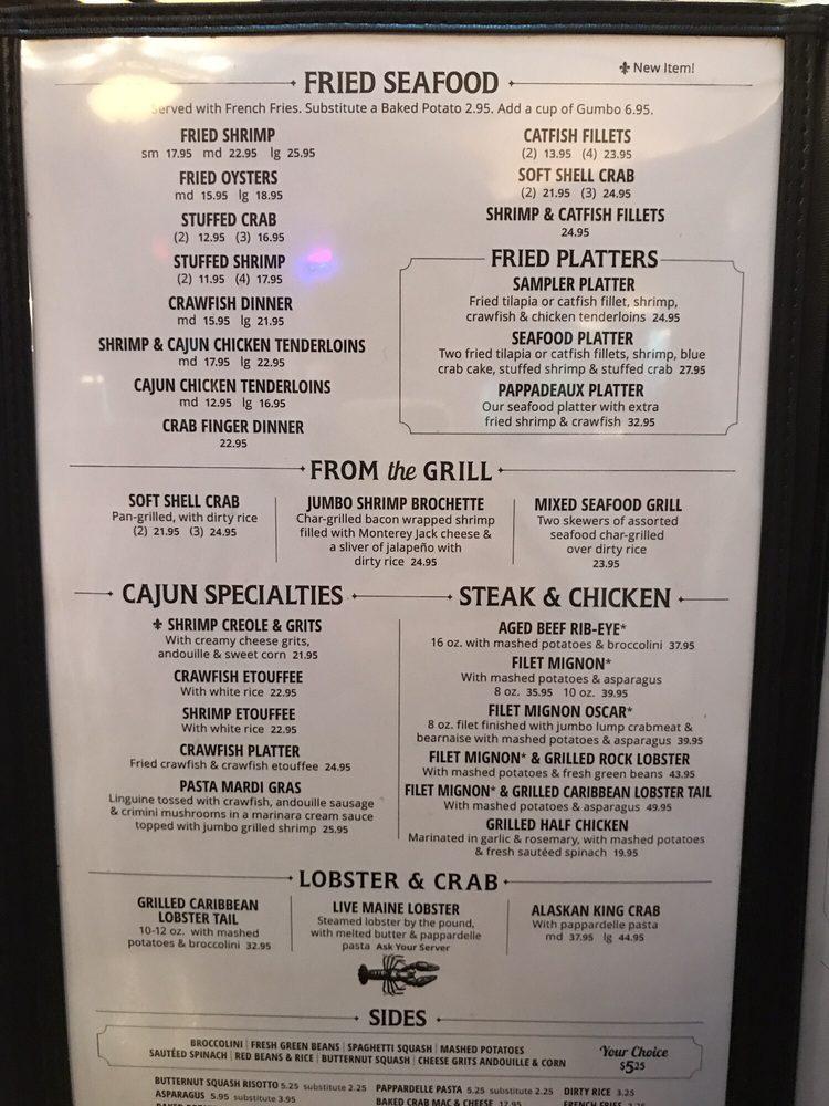 Menu at Pappadeaux Seafood Kitchen restaurant, Marietta, Windy Hill Rd SE