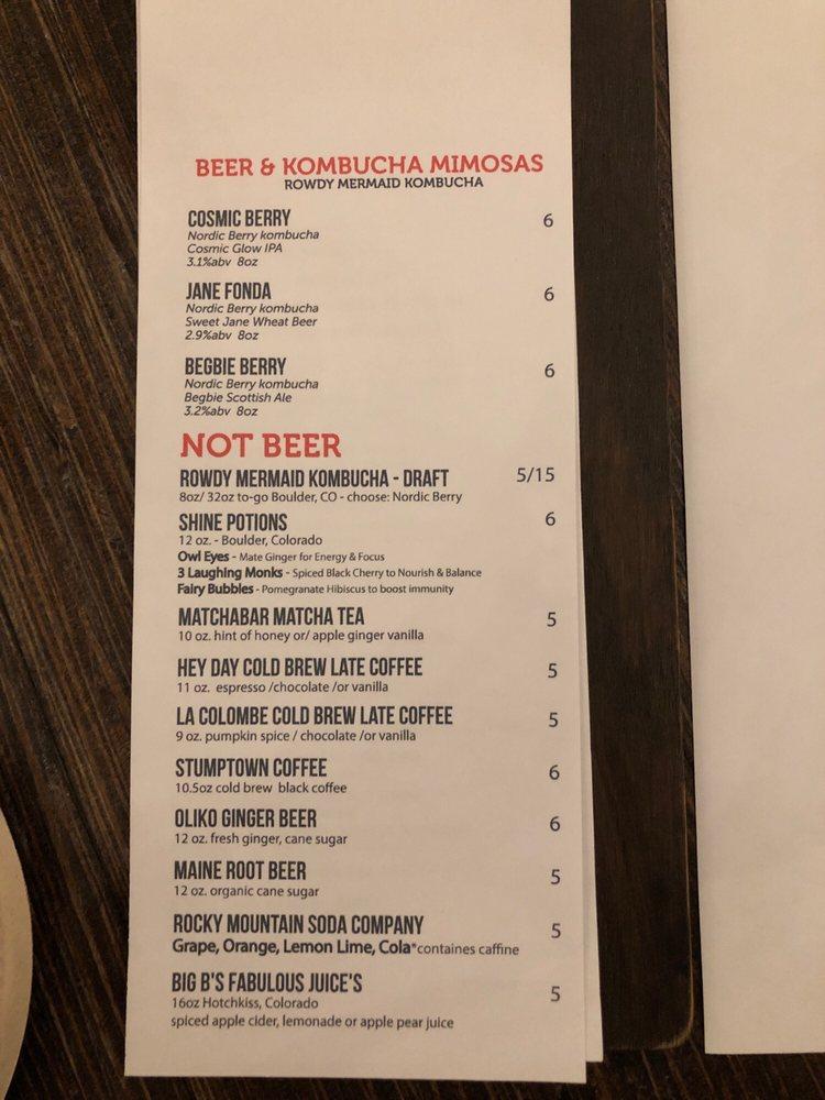 Menu at Gunbarrel Brewing, Boulder