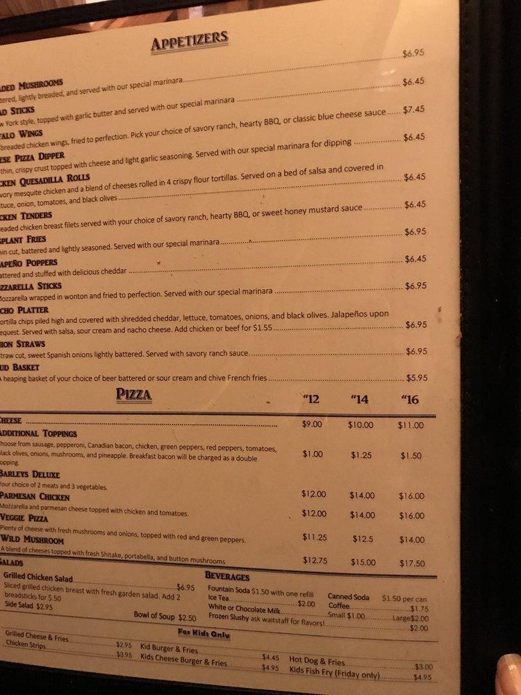 Menu at Barley's Hops & Malt, East Troy