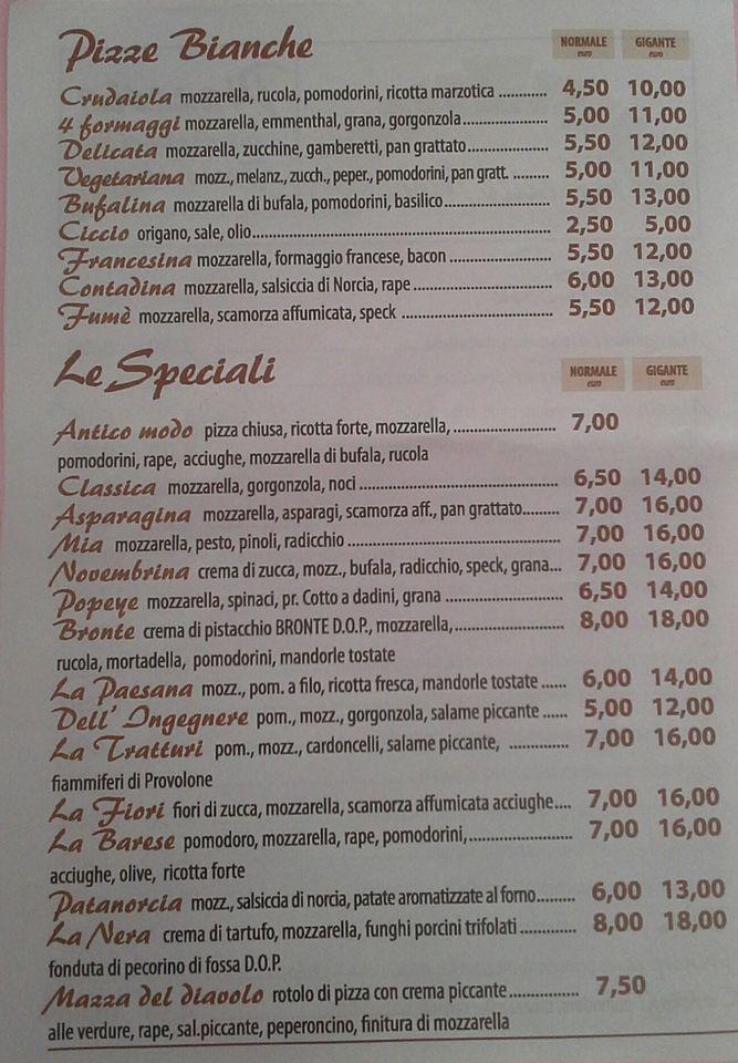 Menu da L'Antico Modo pizzeria, Triggiano