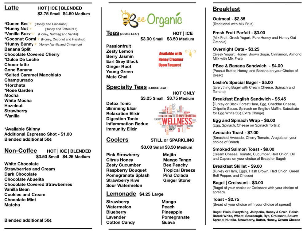 Menu at Hunny Drip Coffee cafe, Anaheim