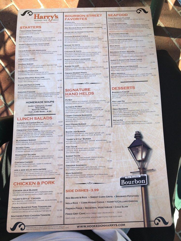 Menu At Harrys Seafood Bar And Grille St Augustine 3121