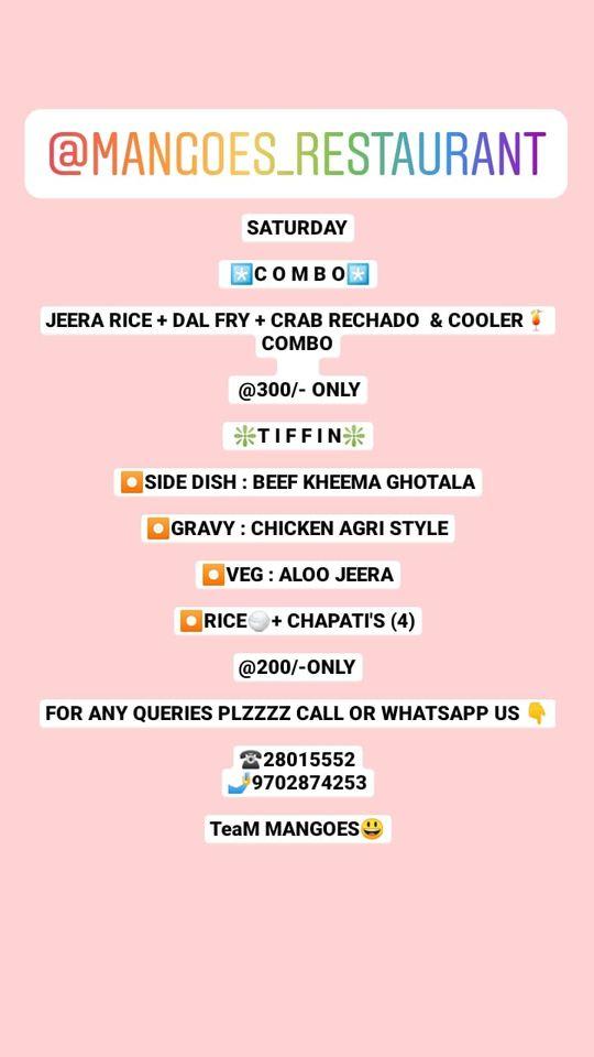 Menu at Mangoes Rooftop Restaurant, Mumbai, 601