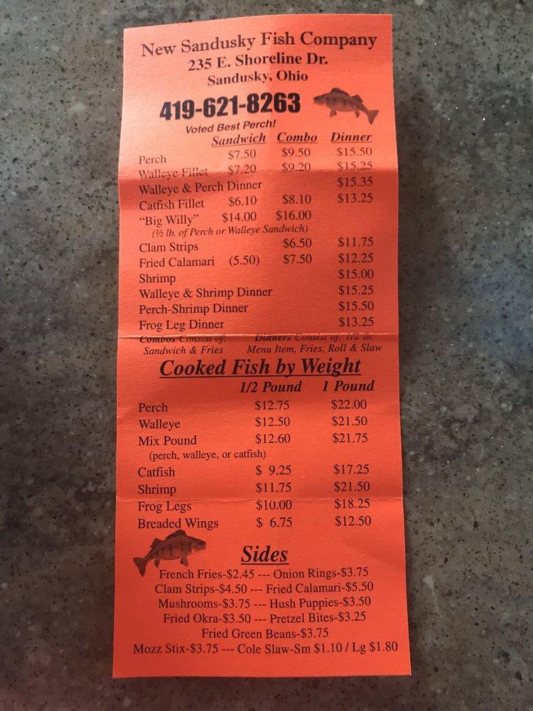 Menu at New Sandusky Fish Company restaurant, Sandusky