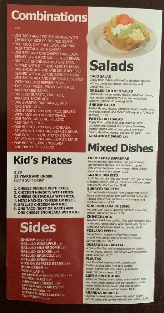 Menu at Jalisco Taqueria & Grill restaurant, Oxford