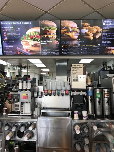 Menu at McDonald's fast food, San Jose, 5508 Monterey Rd