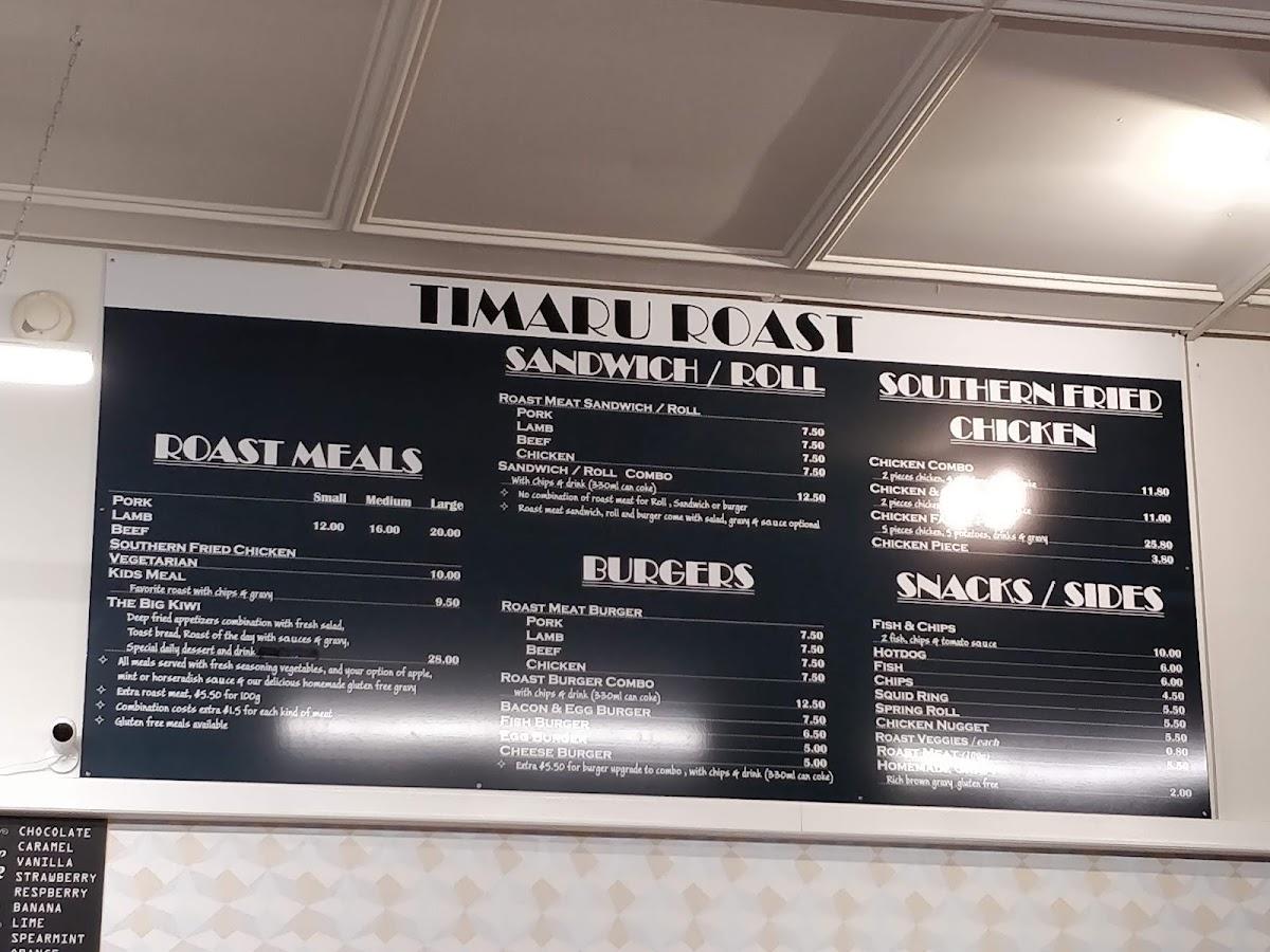 Menu at Timaru RoastInvercargill restaurant, Invercargill
