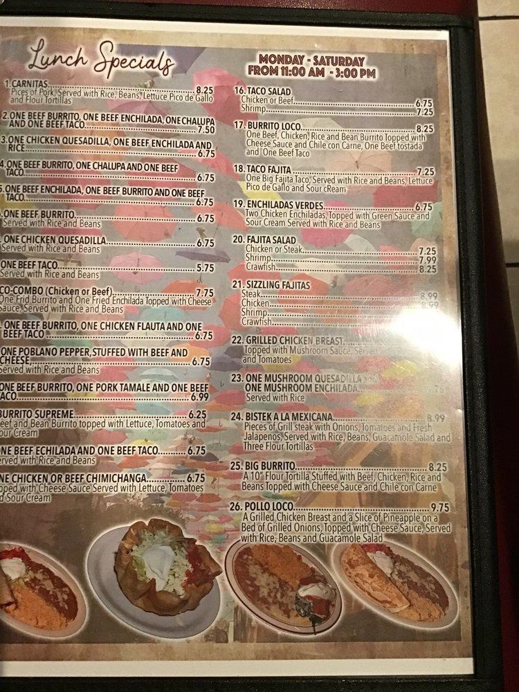 Menu at Coco Loco restaurant, Moss Point