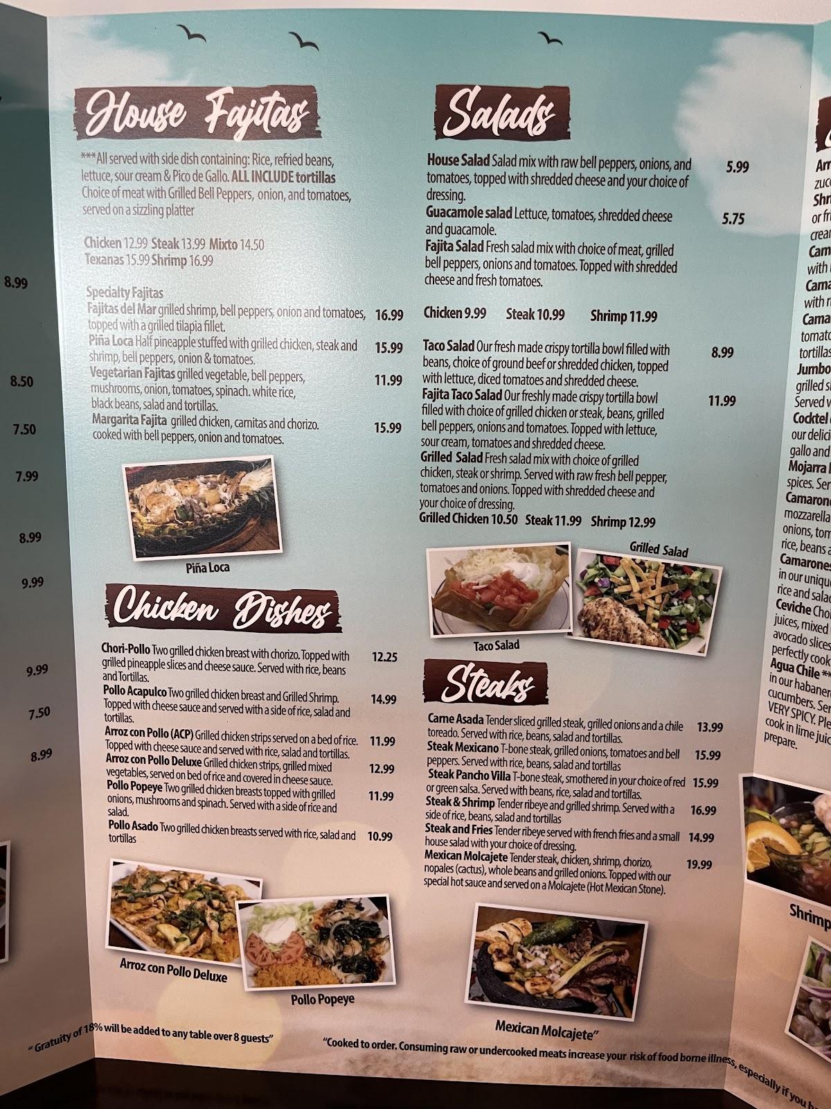 Menu at Margaritas Mexican Grill & Cantina pub & bar, Surf City