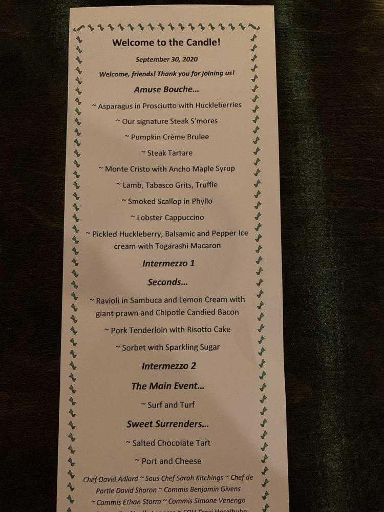 Menu at Candle in the Woods pub & bar, Athol