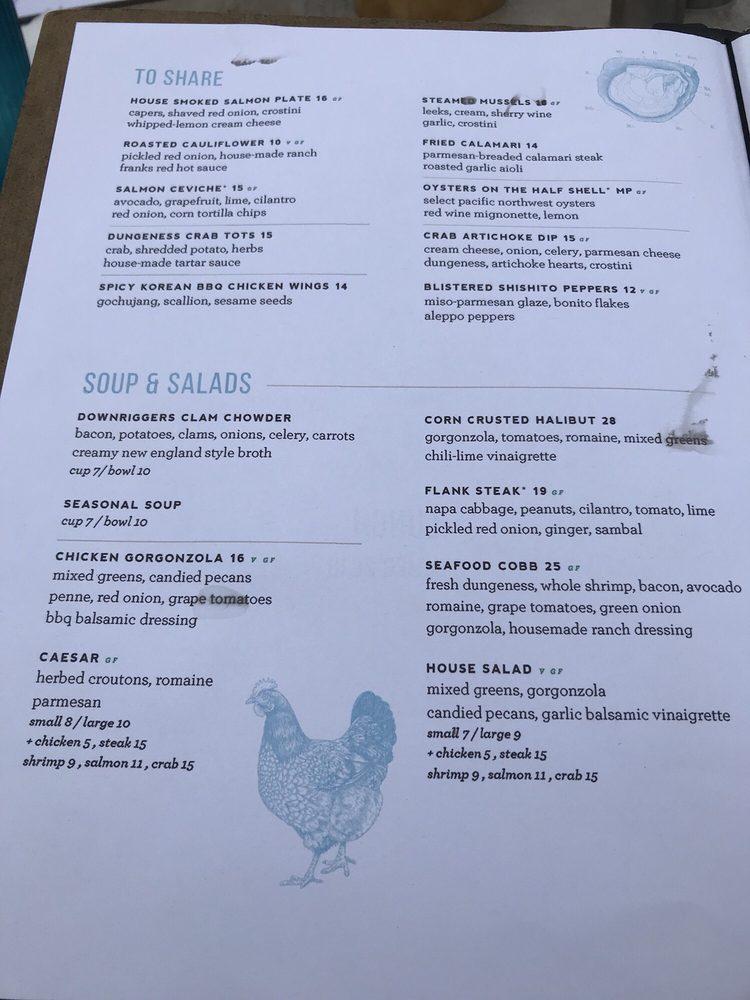 Menu at Downriggers Friday Harbor pub & bar, Friday Harbor