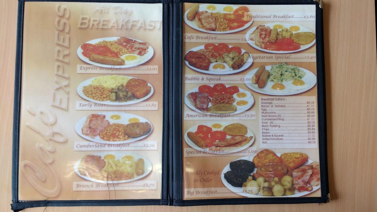 Menu at Express Cafe, Ellesmere Port