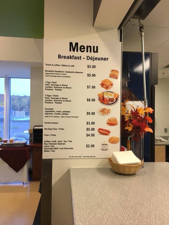 Menu at Trésors et Délices restaurant, Grand Falls