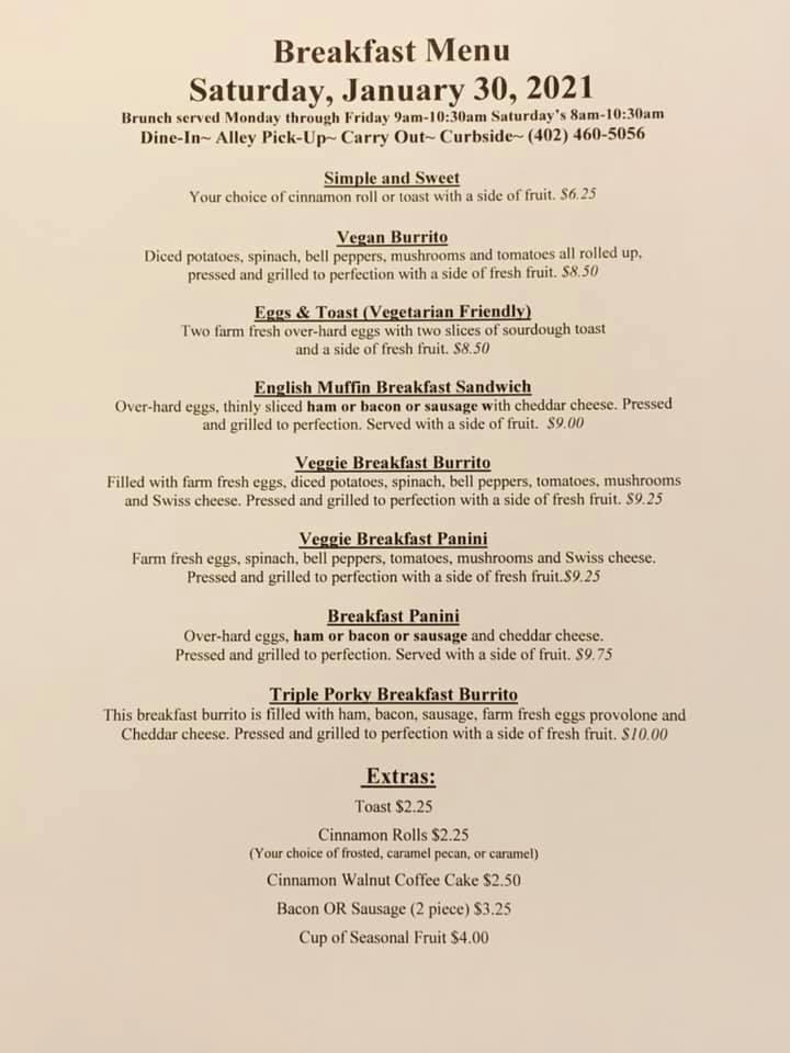 Menu at Back Alley Bakery, Hastings