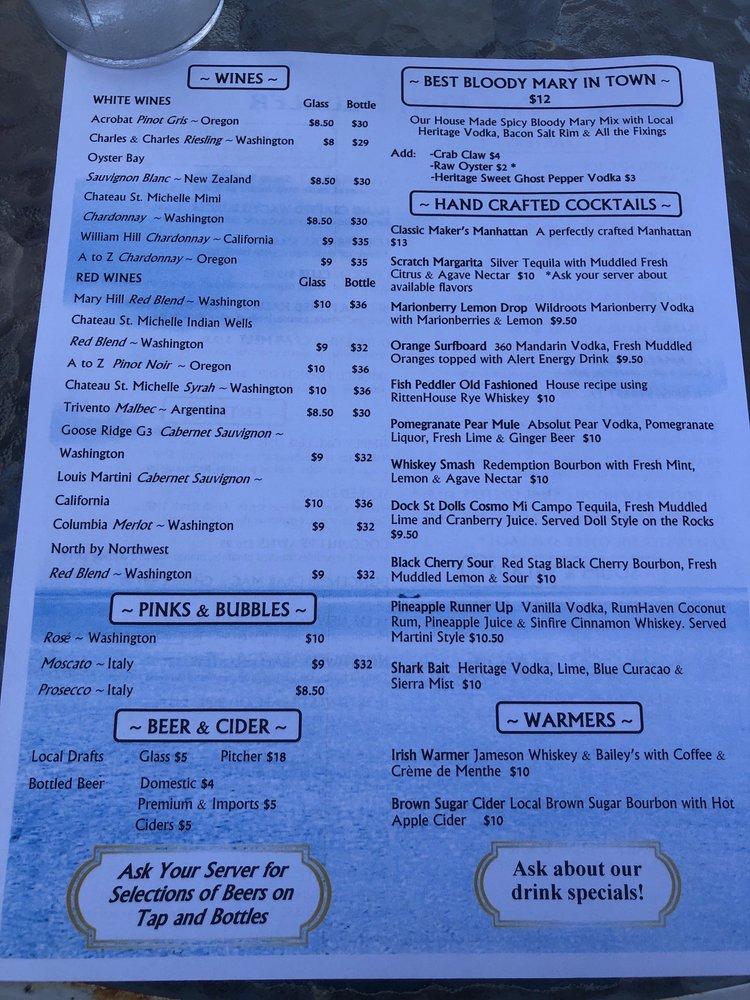 Menu at The Fish Peddler Restaurant on Foss Waterway,