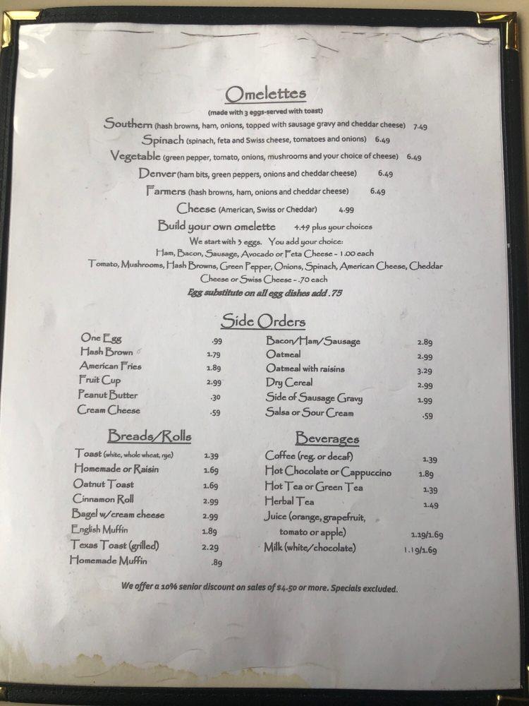 Menu at Minnie's Restaurant, Allegan