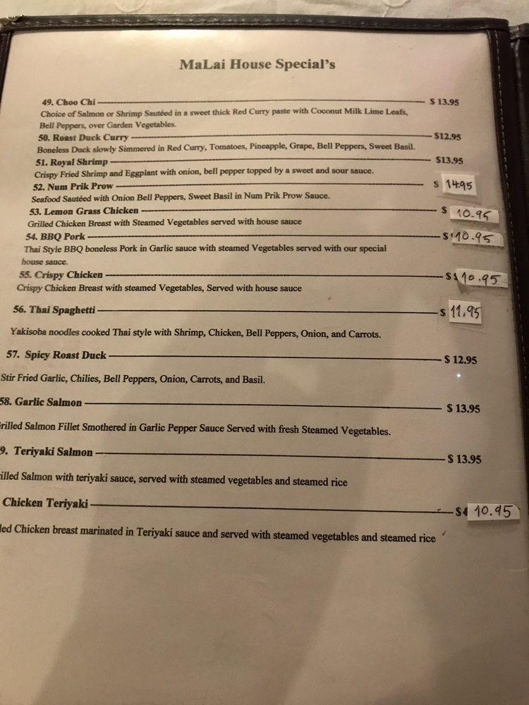 Menu at Malai Thai Restaurant, Tigard
