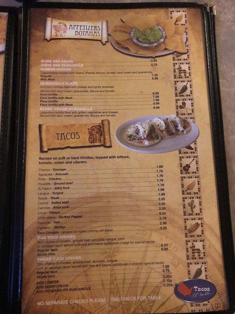 Menu at Tacos EL Norte In Round Lake Beach restaurant, Round Lake Beach