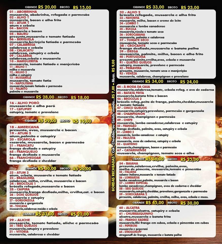 Pizzaria Altas Horas Sorocaba SP cardápio